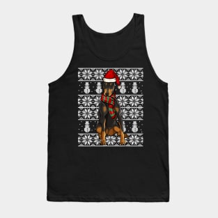 Santa Hat Doberman Pinscher Ugly Christmas Tank Top